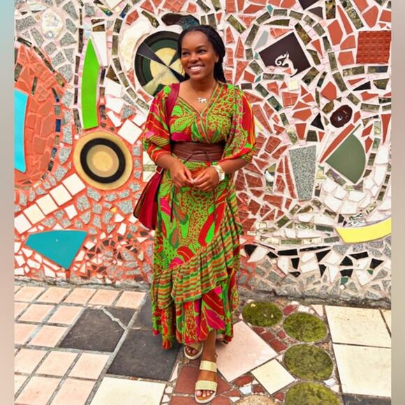 Farm Rio Flutter-Sleeve Wrap Maxi Dress - Picture 2 of 8